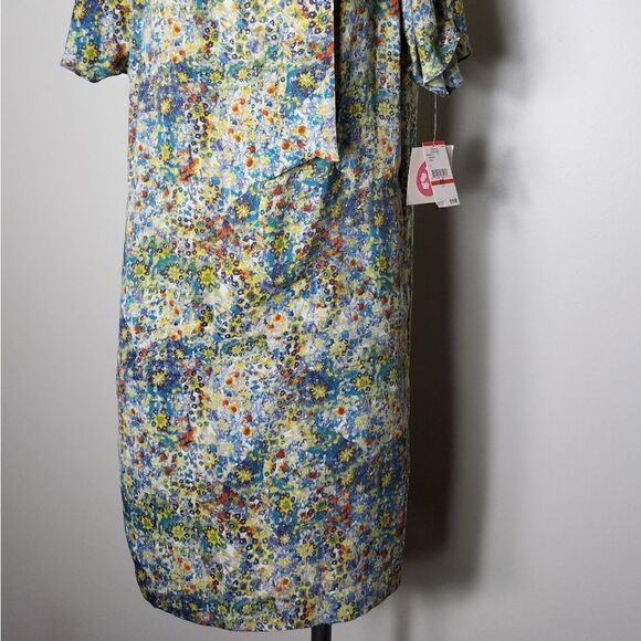 Rachel Roy Floral Print Dress • Tie Neck • Peek-a-Boo Sleeves • Flowy w/ Pockets - Picture 5 of 10